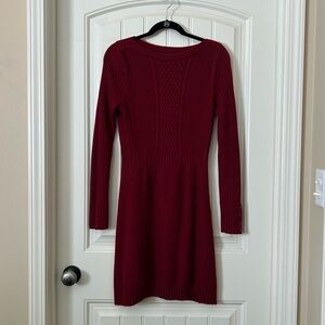 Elegant Burgundy Knit Sweater Dress